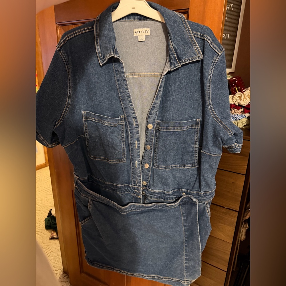 Ava & Viv Blue Denim Skort Dress